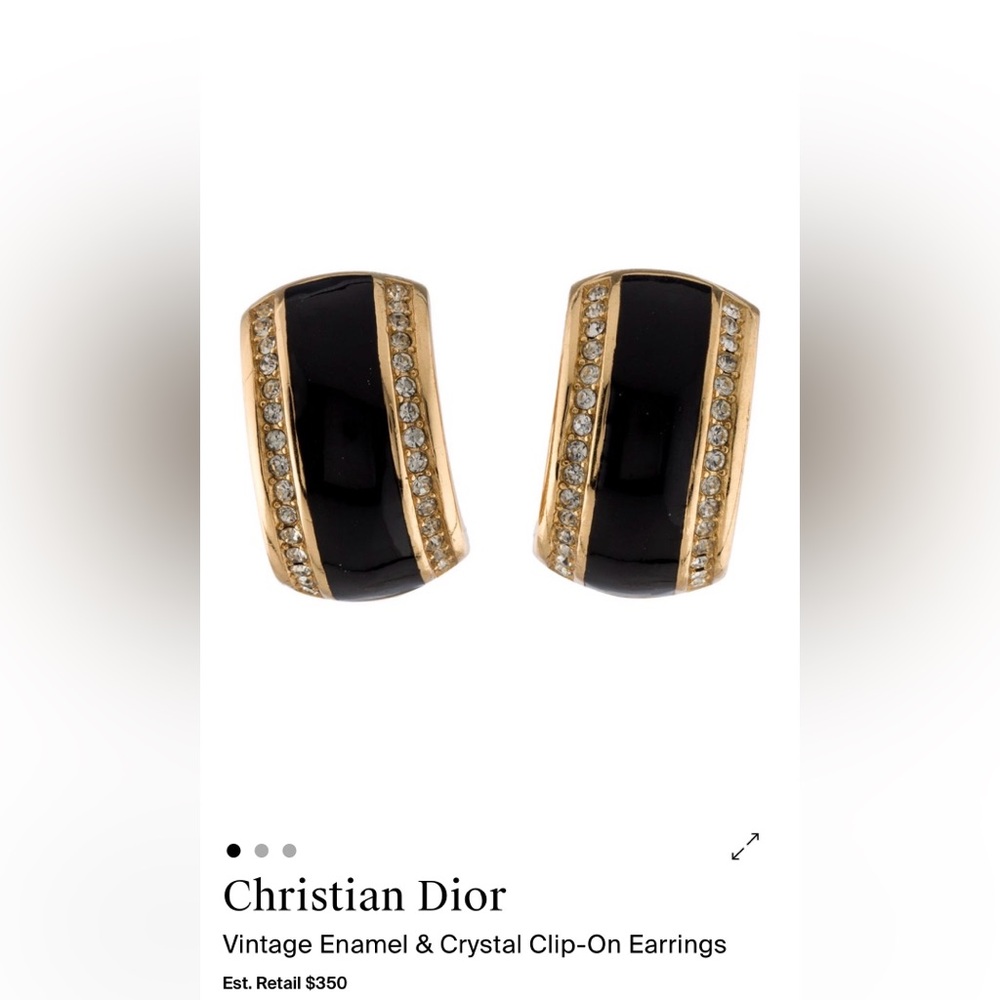Vintage Christian Dior Black and Gold Clip-On Earrings